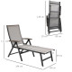 Outsunny Outdoor Folding Sun Lounger, 5-Position Adjustable Chaise Lounge Chair with Aluminium Frame for Patio, Pool and Garden,