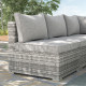 Outsunny Outdoor PE Rattan Furniture with Cushions, Garden Armless Chair with Adjustable Footpads and Back Support Cushion, for 