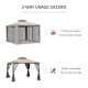 Outsunny Outdoor Gazebo, 2-tier Roof W/Netting, 295L x 295W x 263Hcm-Taupe