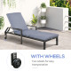 Outsunny Outdoor PE Rattan Sun Lounger Wicker Chaise Recliner Garden Chair with 5-Level Adjustable Backrest and 2 Wheels, Mixed 