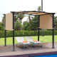 Outsunny Outdoor Retractable Pergola Garden Gazebo with Two Adjustable Side Canopy Overhead Sun Shade Backyard Canopy Cover, Ste
