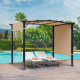Outsunny Outdoor Retractable Pergola Garden Gazebo with Two Adjustable Side Canopy Overhead Sun Shade Backyard Canopy Cover, Ste