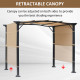 Outsunny Outdoor Retractable Pergola Garden Gazebo with Two Adjustable Side Canopy Overhead Sun Shade Backyard Canopy Cover, Ste