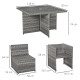 Outsunny 8 Seater Rattan Cube Garden Furniture Set with Parasol Hole, Rattan Dining Set with Cushions, Outdoor Dining Table and 