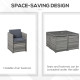 Outsunny 8 Seater Rattan Cube Garden Furniture Set with Parasol Hole, Rattan Dining Set with Cushions, Outdoor Dining Table and 