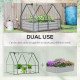 Outsunny Raised Garden Bed with Greenhouse, Steel Planter Box with Plastic Cover, Roll Up Window, Dual Use for Flowers, Vegetabl