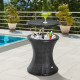 Outsunny PE Rattan Ice Bucket Table, Outdoor Round Liftable Beer Cooler, Cocktail Tables for Bar, Patio, Deck, Pool, Brown