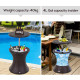 Outsunny PE Rattan Ice Bucket Table, Outdoor Round Liftable Beer Cooler, Cocktail Tables for Bar, Patio, Deck, Pool, Brown