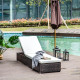 Outsunny PE Rattan Sun Lounger, Five-level Adjustable Recliner Bed Chair with Soft Padded Cushion for Patio, Garden, Mixed Brown