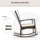 Outsunny Outdoor PE Rattan Rocking Chair, Garden Rocking Chair Set with Armrest and Cushion, Brown