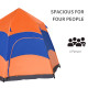 Outsunny Double Layer Dome Tent with Rainfly and Welded Floor, 4 Man Hexagon Pop Up Tent, Portable Camping Shelter with Hang Hoo