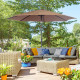 Outsunny 3(m) Tilting Parasol Garden Umbrellas, Outdoor Sun Shade with 8 Ribs, Tilt and Crank Handle for Balcony, Bench, Garden,