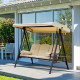 Outsunny Swing Chair Hammock Chair 3 Seater Canopy Cushion Shelter Outdoor Bench Steel Beige