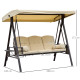 Outsunny Swing Chair Hammock Chair 3 Seater Canopy Cushion Shelter Outdoor Bench Steel Beige