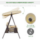 Outsunny Swing Chair Hammock Chair 3 Seater Canopy Cushion Shelter Outdoor Bench Steel Beige