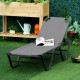 Outsunny Sun Lounger Relaxed Recliner with 5-Position Adjustable Backrest Aluminium Frame for Pool, Sun Bathing, Grey