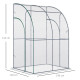 Outsunny Outdoor Walk-In Lean to Wall Tunnel Greenhouse w/ Zippered Roll Up Door PVC Cover, Clear, Green 143cm x 118cm x 212cm