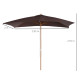 Outsunny 2 x 3m Wooden Garden Parasol Umbrella Outdoor Sun Shade Canopy, Dark Coffee