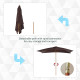 Outsunny 2 x 3m Wooden Garden Parasol Umbrella Outdoor Sun Shade Canopy, Dark Coffee