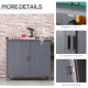 Outsunny Garden Storage Cabinet, Outdoor Tool Shed, Potting Bench Table with Galvanized Top and Two Shelves for Yard Tools or Po