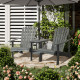 Outsunny Wooden Outdoor Double Adirondack Chairs Loveseat w/ Centre Table and Umbrella Hole, Garden Patio Furniture for Lounging