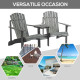 Outsunny Wooden Outdoor Double Adirondack Chairs Loveseat w/ Centre Table and Umbrella Hole, Garden Patio Furniture for Lounging