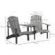 Outsunny Wooden Outdoor Double Adirondack Chairs Loveseat w/ Centre Table and Umbrella Hole, Garden Patio Furniture for Lounging