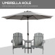 Outsunny Wooden Outdoor Double Adirondack Chairs Loveseat w/ Centre Table and Umbrella Hole, Garden Patio Furniture for Lounging