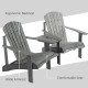 Outsunny Wooden Outdoor Double Adirondack Chairs Loveseat w/ Centre Table and Umbrella Hole, Garden Patio Furniture for Lounging