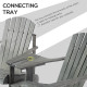Outsunny Wooden Outdoor Double Adirondack Chairs Loveseat w/ Centre Table and Umbrella Hole, Garden Patio Furniture for Lounging