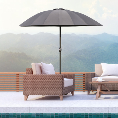 Outsunny 2.5m Shanghai Garden Parasol Umbrella with Crank & Tilt, Adjustable Outdoor Sun Shade, Grey