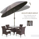 Outsunny 2.5m Shanghai Garden Parasol Umbrella with Crank &amp; Tilt, Adjustable Outdoor Sun Shade, Grey