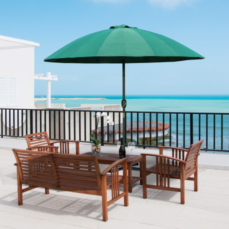 Outsunny 2.5m Shanghai Garden Parasol Umbrella with Crank & Tilt, Adjustable Outdoor Sun Shade, Green