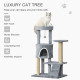 PawHut 100 cm Cat Tree, Cat Condo Tree Tower for Indoor Cats, Cat Activity Centre with Scratching Posts, Plush Perch, Ladder, Ha