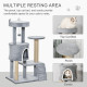 PawHut 100 cm Cat Tree, Cat Condo Tree Tower for Indoor Cats, Cat Activity Centre with Scratching Posts, Plush Perch, Ladder, Ha