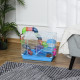 Pawhut 2 Tier Hamster Cage, Gerbil Cage with Handle, Exercise Wheels, Tunnel, Tube, Water Bottle, Dishes, Ladder, for Dwarf, Blu