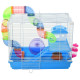 Pawhut 2 Tier Hamster Cage, Gerbil Cage with Handle, Exercise Wheels, Tunnel, Tube, Water Bottle, Dishes, Ladder, for Dwarf, Blu