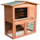 PawHut 2 Tier Rabbit Hutch Guinea Pig Hutch Ferret Cage with Ramp Slide Out Tray for Indoor Outdoor 100.5 x 55 x 101 cm