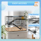 PawHut 3 Tiers Hamster Cage, Gerbil Cage with Deep Glass Bottom, Non-Slip Ramps, Platforms, Hut, Exercise Wheels, Water Bottle, 