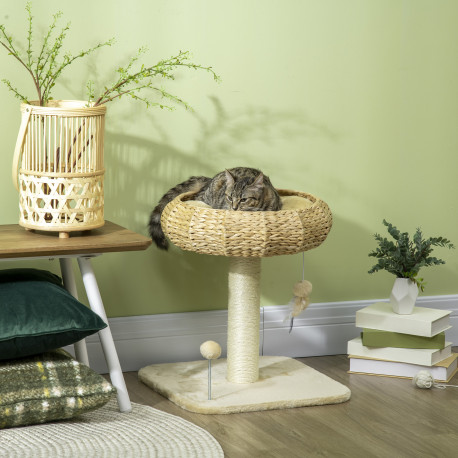 PawHut 51cm Cat Tree Kitten Tower, with Sisal Scratching Post, Top Bed, Toy Ball