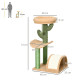 PawHut 72cm Cat Tree, with Top Bed, Curved Pad, Sisal Scratching Post - Beige &amp; Green