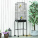 PawHut Bird Cage Budgie Cages for Finch Canary Parakeet with Stand Wheels Slide-out Tray Accessories Storage Shelf, Black 46.5 x