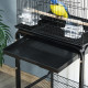 PawHut Bird Cage Budgie Cages for Finch Canary Parakeet with Stand Wheels Slide-out Tray Accessories Storage Shelf, Black 46.5 x