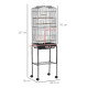 PawHut Bird Cage Budgie Cages for Finch Canary Parakeet with Stand Wheels Slide-out Tray Accessories Storage Shelf, Black 46.5 x