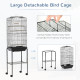 PawHut Bird Cage Budgie Cages for Finch Canary Parakeet with Stand Wheels Slide-out Tray Accessories Storage Shelf, Black 46.5 x