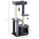 PawHut 100cm Cat Tree for Indoor Cats, Cat Tower Condo for Kittens with Cat House Sisal Scratching Posts, Hanging Ball Toys, Per