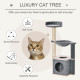 PawHut Cat Tree for Indoor Cats 95cm Climbing Tower Kitten Activity Center with Sisal Scratching Post Perch Roomy Condo Hammock 