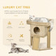 PawHut Cat Tree Tower for Indoor Cats Cat Scratching Post Climbing Activity Centre w/Jute Scratching Pad, Toy Ball, Cat House - 
