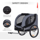 PawHut Steel Dog Bike Trailer Pet Cart Carrier for Bicycle Kit Water Resistant with Hitch Coupler Travel Grey and Black