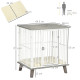 PawHut Dog Crate Furniture, Indoor Pet Kennel Cage, Top End Table w/ Soft Cushion, Lockable Door, for Small Dogs, 64.5 x 48 x 70